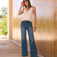 Malibu Wide Leg Braid Detail Jean Medium Wash