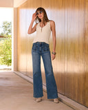 Malibu Wide Leg Braid Detail Jean Medium Wash
