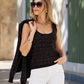 Sweater Tweed Scoop Neck Tank Black/Silver