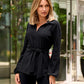 Beyond Travel Tie Waist Tunic Top Jet Black