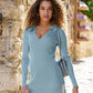 Ribbed Collar Tunic Sweater Clear Blue Sky