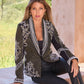 Over The Top Pearl and Rhinestone Embellished Shawl Collar Ponte Jacket Black Multi