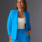 Beyond Travel Short Ruched Sleeve Blazer Malibu Blue