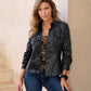 Coated Denim Ruched Sleeve Jacket Black