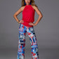 Malibu Print Wide Leg Pant Patriotic Patchwork