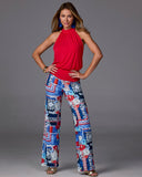 Malibu Print Wide Leg Pant Patriotic Patchwork
