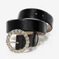 Crystal Gem Embellished Buckle Belt Black