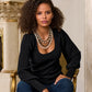 Scoop Neck Balloon Sleeve Sweater Black
