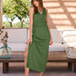 Luxe Lounge V-Neck Blouson Maxi Dress Olive Night