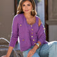 Button Detail Pocket Sweater Cardigan Amethyst Orchid