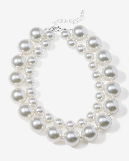 Double Layered Pearl Necklace White