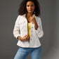 Ruched Sleeve Shaped Denim Jacket White
