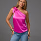 Bella Versatile Charmeuse Blouse Hot Pink