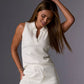Luxe Lounge Sleeveless Collar Top Off White