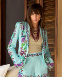 Viney Florals Placed Print Single Button Blazer Viney Florals