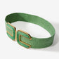 Gold Hardware Raffia Elastic Belt Bottle Green