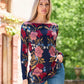 Floral Vines Boatneck Tunic Sweater Multi