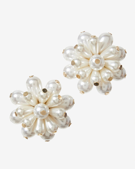 Multi Pearl Stud Earring Off White
