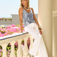 Malibu Wide Leg Drawstring Linen Pant White