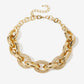 Gold & Sparkling Crystals Chain Link Necklace Gold/Gold