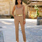 Newport Modern Slim Straight Leg Slit Front Trouser Pant Camel