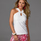 Beyond Travel Sleeveless Keyhole Top Ivory Coast