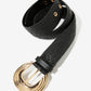 Raffia Carved Metallic Buckle Belt Black