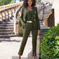 Newport Modern Slim Straight Leg Slit Front Trouser Pant Olive Night