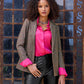 Plaid Single Button Blazer Black Multi