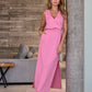 Luxe Lounge V-Neck Blouson Maxi Dress Rosebloom