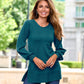 Lightweight Puff Sleeve Tunic Sweater Deep Lagoon