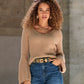 Flare Sleeve V Neck Sweater Sesame