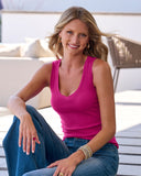 So Essential Ribbed V Neck Tank Very Berry