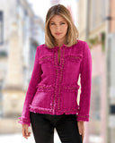 Chain Detail Tweed Parisian Jacket Pink