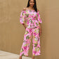 Malibu Linen Cropped Print Pant Painted Poppies