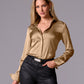 Sophia Button-Up Charmeuse Blouse Champagne