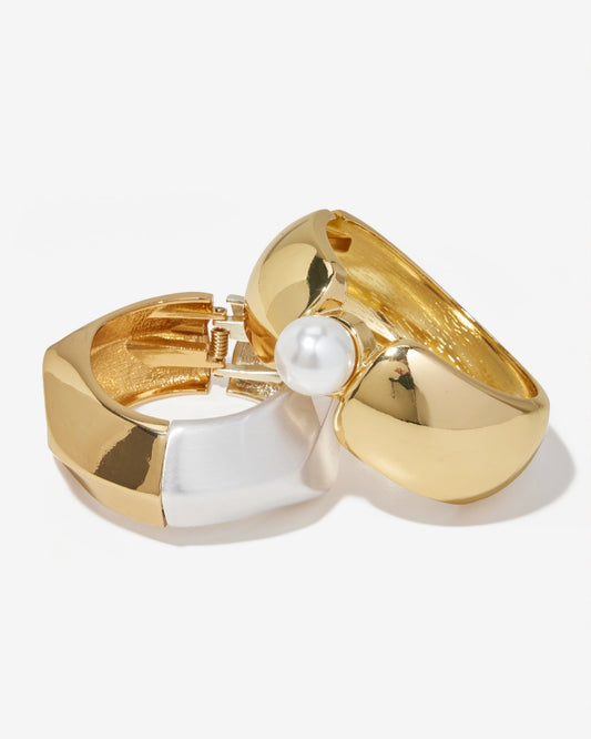 Large Pearl Cuff Set Gold