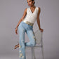 Monterey 3D Floral Pearl Embellished Jean Light Wash