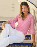 Eyelet Tiered Sleeve Blouse Rosebloom