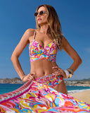 Swim Sense Print Underwire Wrap Bikini Top Tulum Abstract