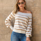 Lightweight Print Slouchy Sweater Tan/Off White