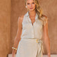 Linen Sleeveless Button-Front Shirt Flax