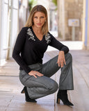 Monterey Coated High Rise Bootcut Jean Gunmetal/Silver