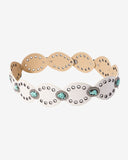 Turquoise Grommet Leather Waist Belt Off White
