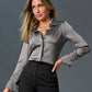 Sophia Button-Up Charmeuse Blouse Ash