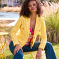 Modern Length Crest Button Luxe Denim Jacket Lemon Drop