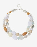 Silver and Acrylic Stone Layered Necklace Blue/Silver