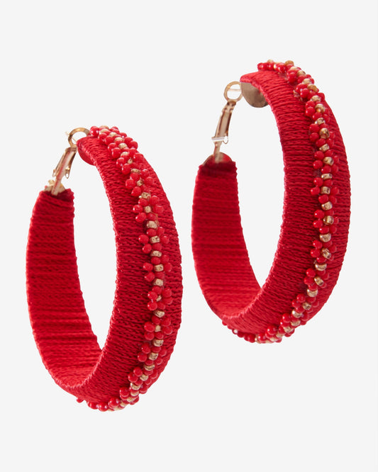 Colored Floral Trim Hoop Red