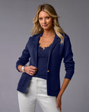 Single Button Sweater Blazer Navy