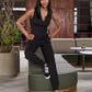 Ribbed Tank and Jogger Lounge Set Black